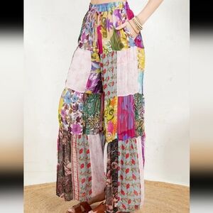 Colorful Patchwork Wide-Leg Pants
